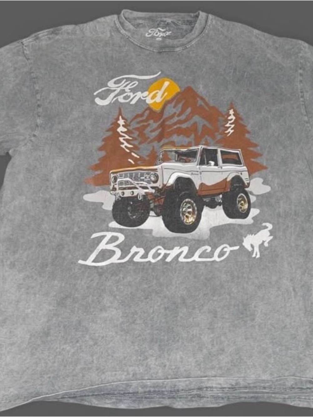 Ford Gray Tee with White & Brown Bronco Truck Graphic